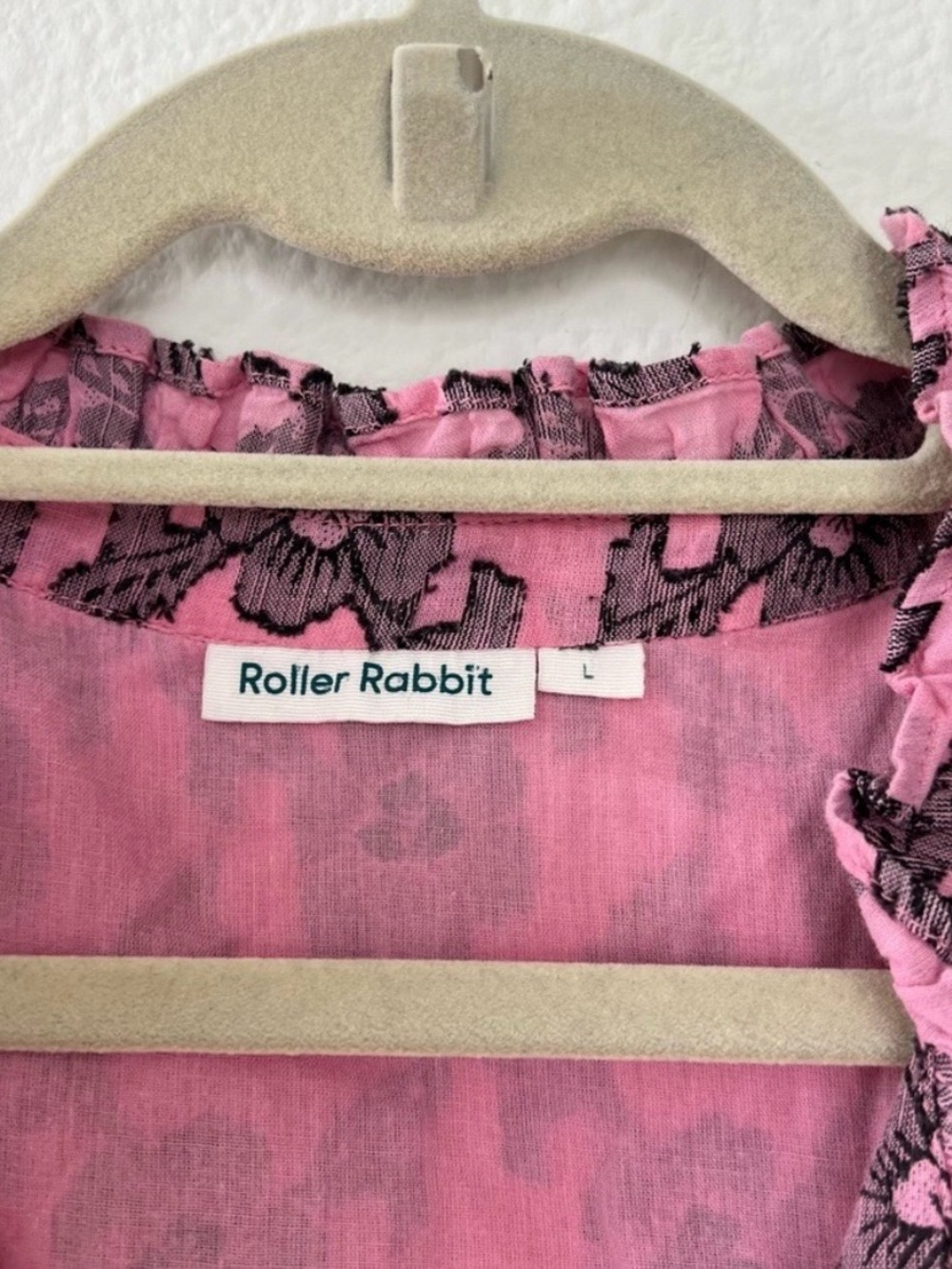Roller Rabbit Pink Floral Tiered V-Neck Long Sleeve Dress - Picture 6 of 10
